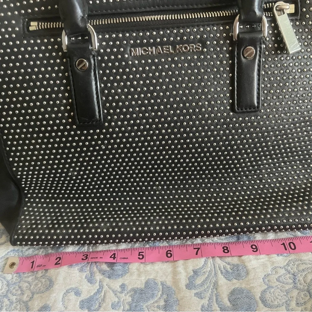 Michael Kors Black Studded Leather Bag with Silver Hardware - Picture 11 of 16